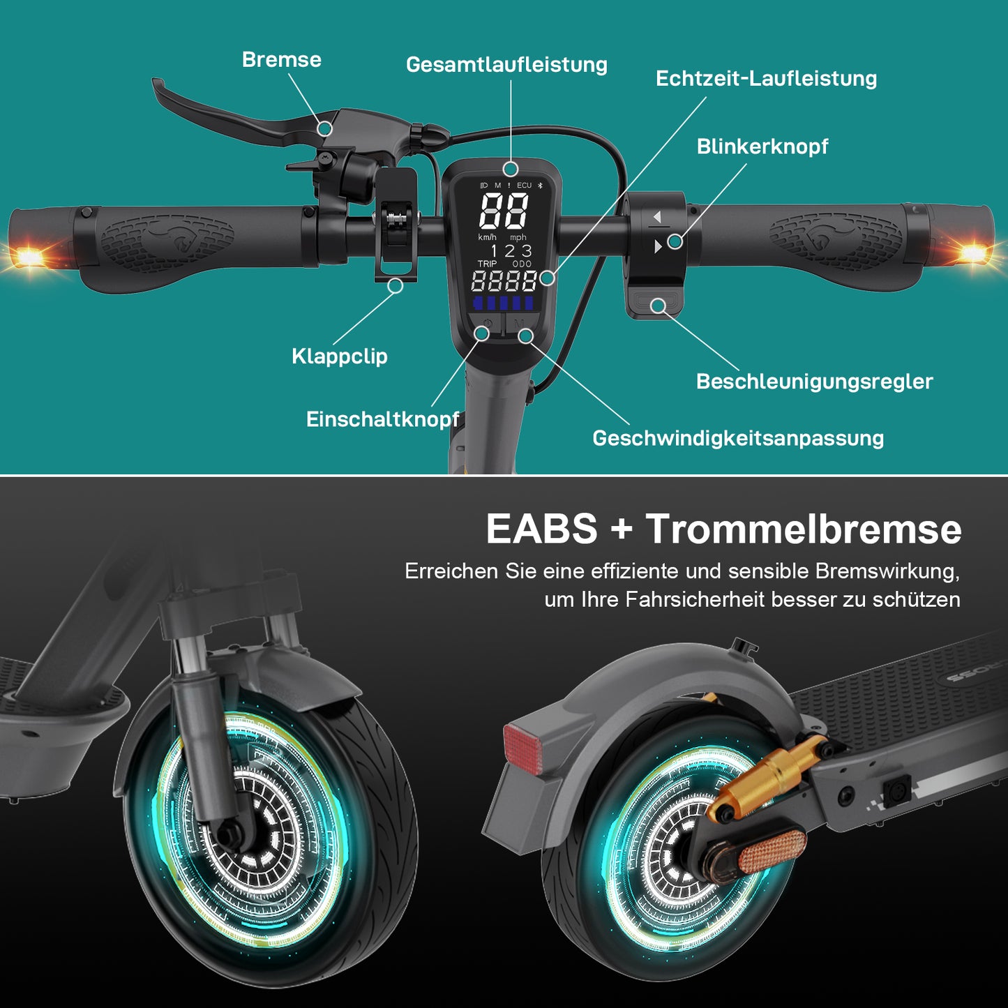 EVERCROSS EV10S MAX ABE Faltbarer Elektroroller-Upgrade