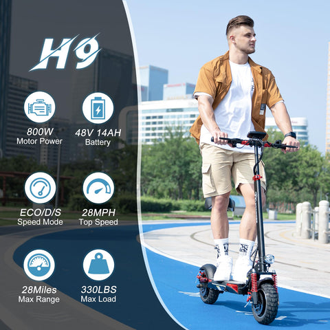 EVERCROSS H9 Foldable Electric Scooter  with 800W Motor, Up to 28MPH Solid Tires