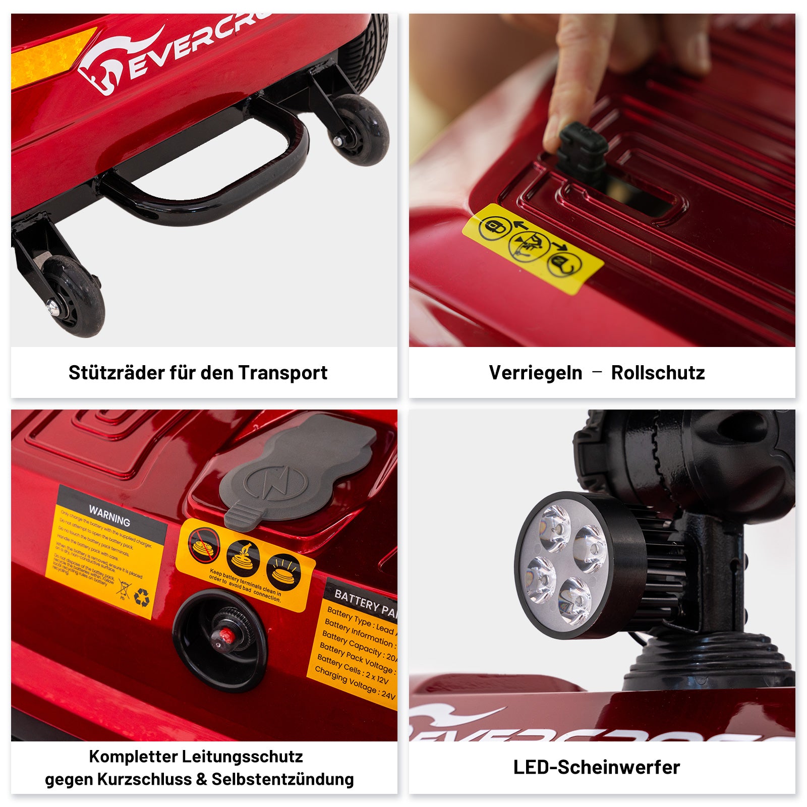 EVERCROSS L6 Elektromobil – faltbar, 4-Rad, mit Korb