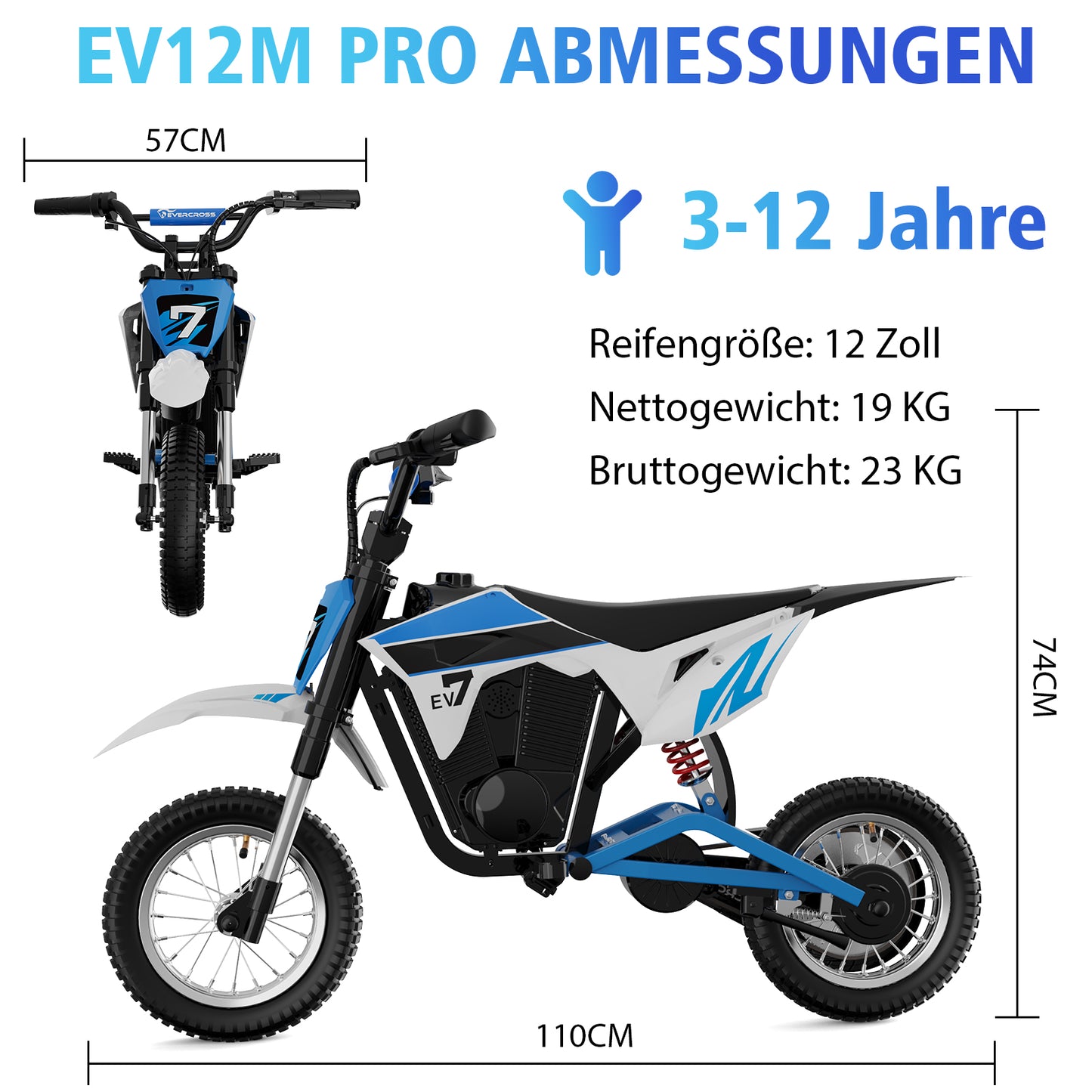 EVERCROSS EV12M PRO Kinder-Elektromotorrad