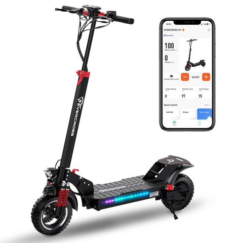 EVERCROSS H7  Electric Scooter With seat, 45MPH, Range 60km,800W Motor,10'' Solid Off-road Tires