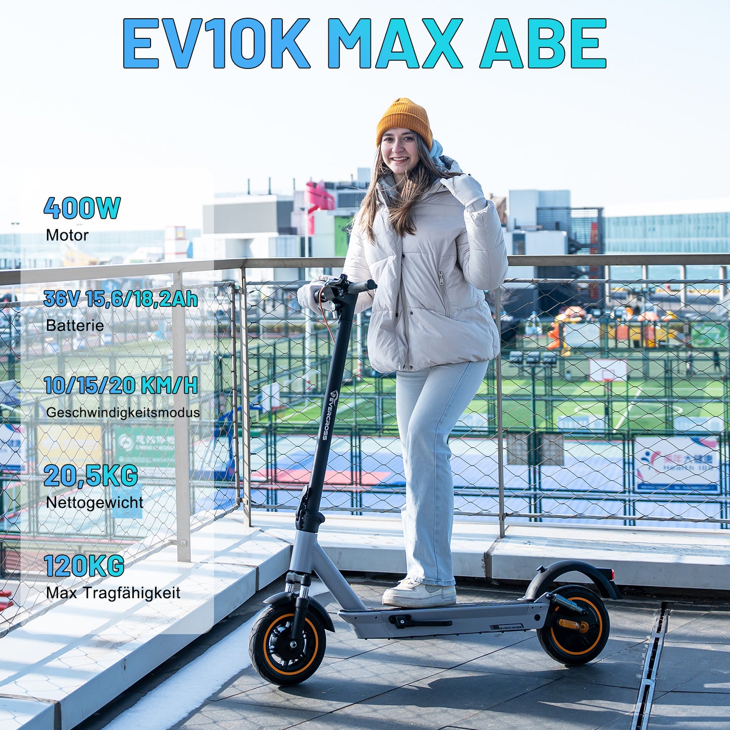 EVERCROSS EV10K MAX 15.6Ah Faltbarer Elektroroller (ABE)