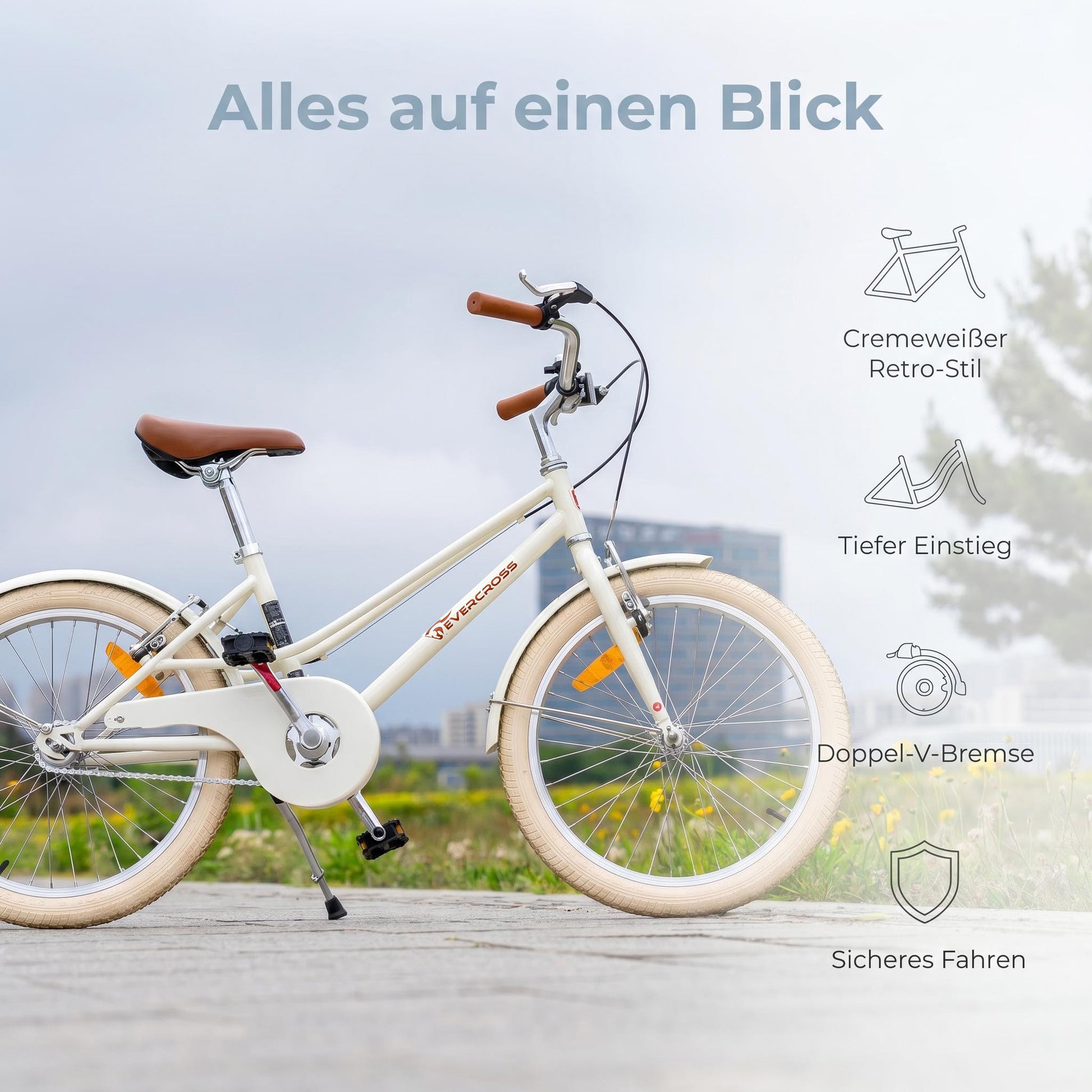 EVERCROSS EM2 Kinderfahrrad 20 Zoll Retro für Kinder ab 6 Jahren –