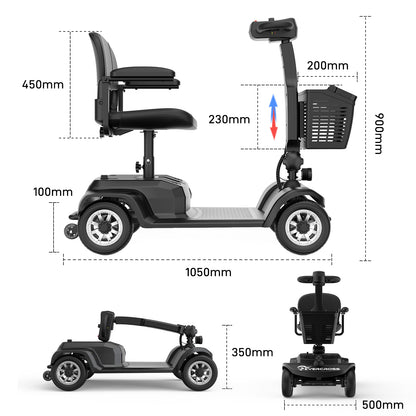 EVERCROSS L6 Elektromobil – faltbar, 4-Rad, mit Korb