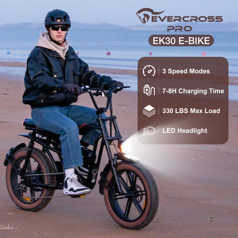 EVERCROSS PRO EK30 1000W Vélo électrique pour adultes, 20 "x 4.0 Fat Tire Vélo électrique, jusqu'à 20MPH et 60 Miles, 48V 15AH Batterie amovible Ebike, 7 vitesses, Mountain Snow Vélo électrique Dirt