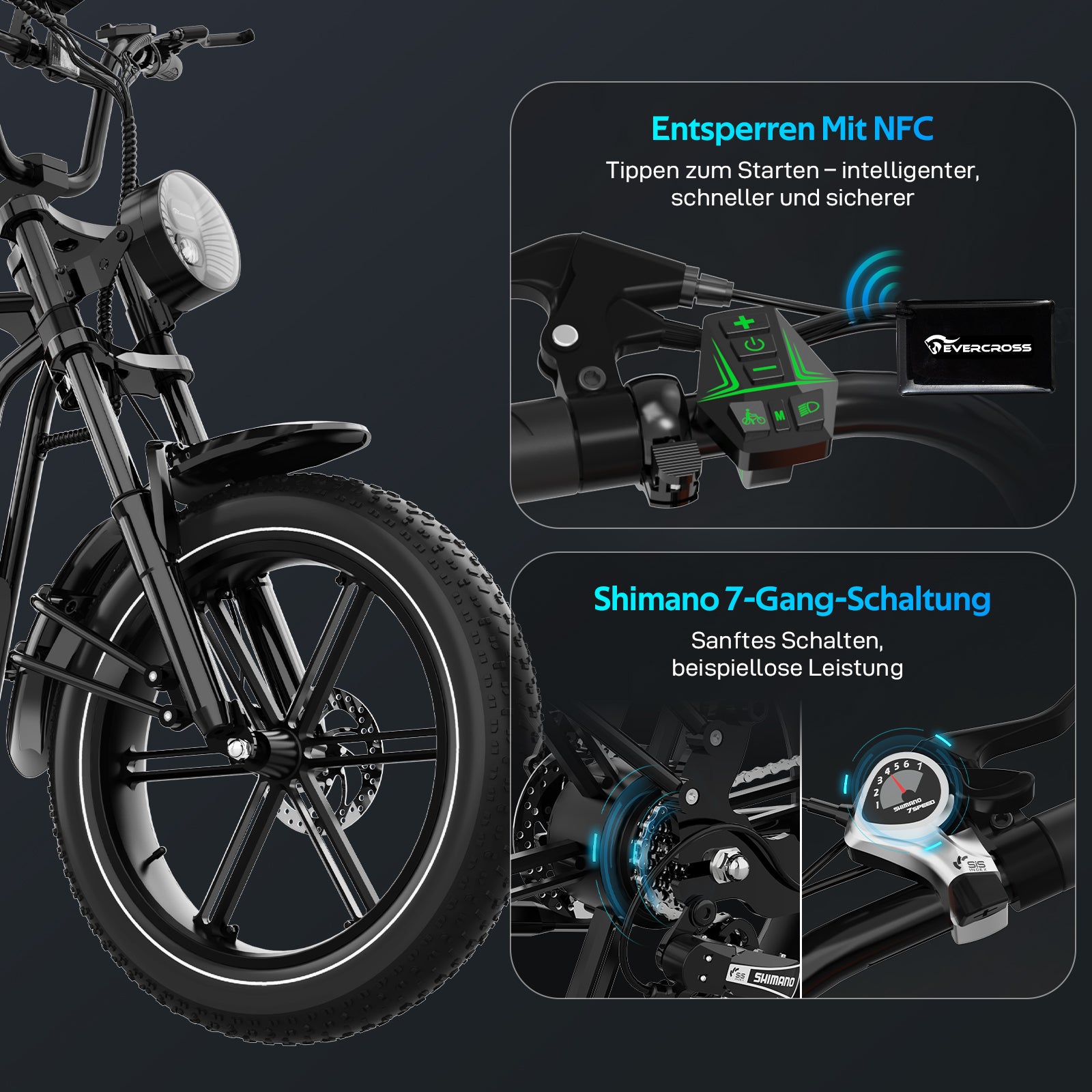 EVERCROSS EK30 E-Bike | 20 Zoll Fat Tire E-Bike für Gelände