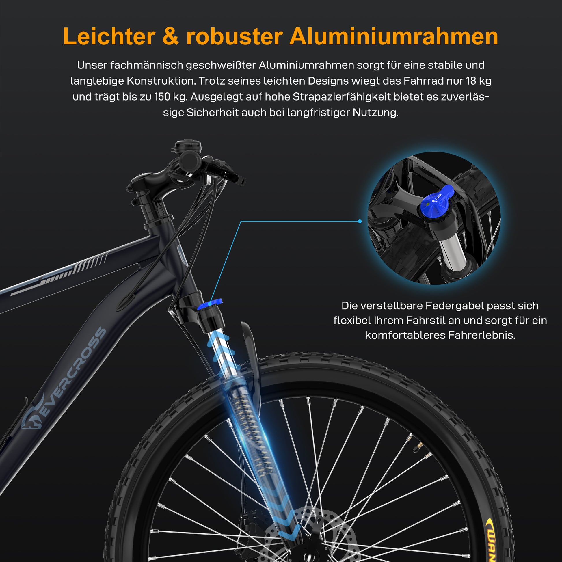 mountainbike höhe EVERCROSS EM3 Hardtail-Mountainbike (Fahrrad) – evercross.eu