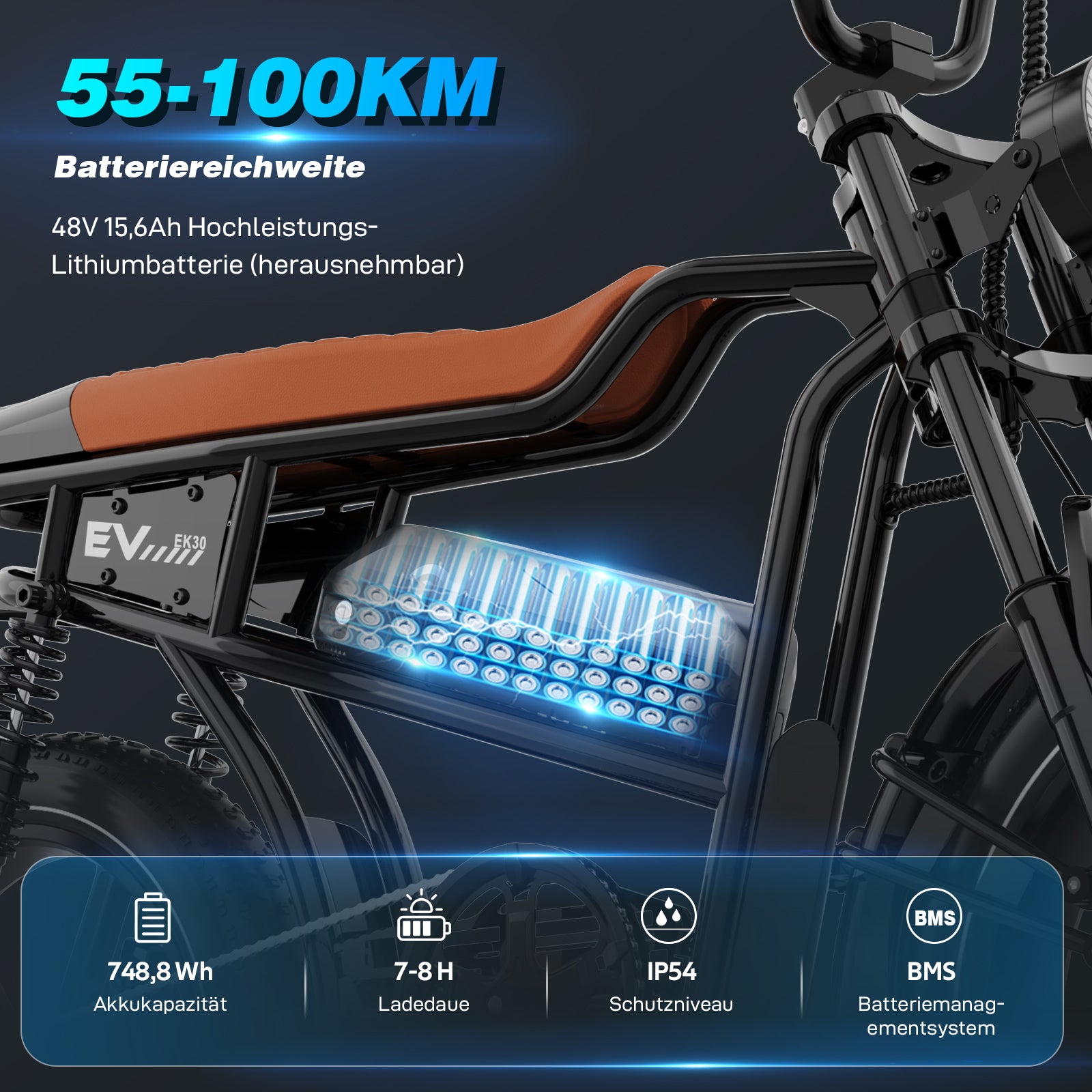 EVERCROSS EK30 E-Bike | 20 Zoll Fat Tire E-Bike für Gelände