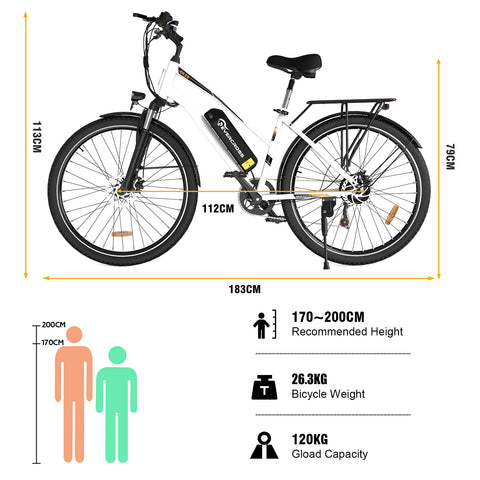 EVERCROSS EK28 28" Electric Bike for Adults, 500W Electric Mountain Bike with 36V 12AH Battery, 60 Miles Range & 20 MPH Ebike, 7 Speeds Electric Bicycle and Removable Li-ion Battery