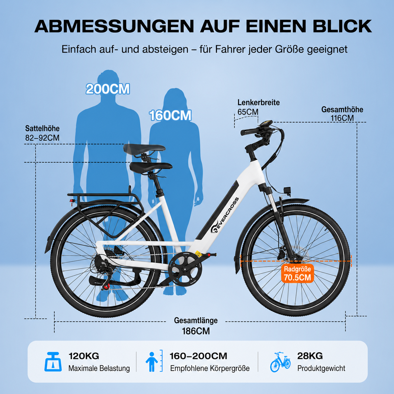 EVERCROSS EK25 Elektrofahrrad für Erwachsene –