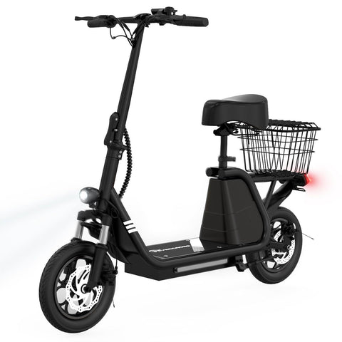 EVERCROSS ES2 Electric Scooter with Seat and Basket, 400 Watts, 18.6 mph, 28 Mile Range, Adult Folding Commuter Scooter.