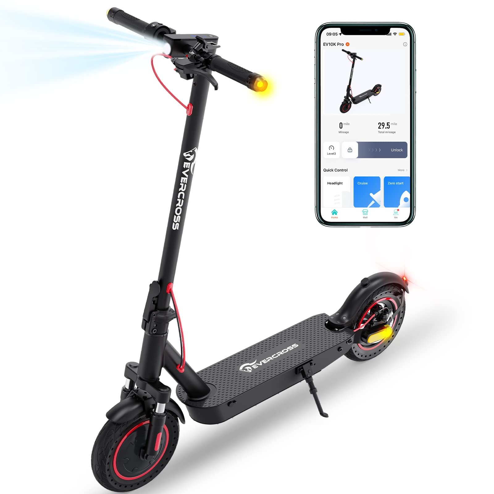 EVERCROSS Electric Scooter with 800W Motor, Up to 28MPH & 25 Miles,  Electric Folding Scooter for Adults with 10'' Solid Tire & Dual Braking :  Sports & Outdoors 