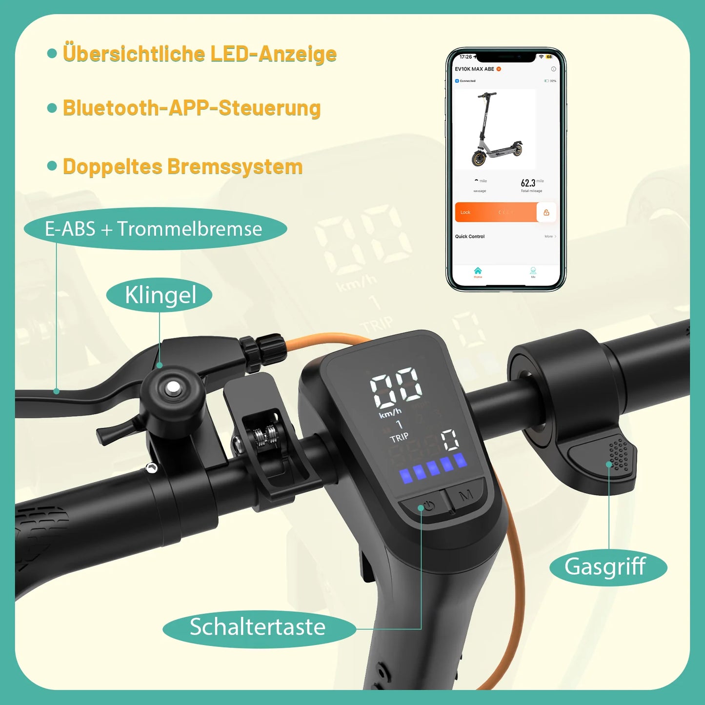 EVERCROSS EV10K MAX Rullo elettrico da 15.6Ah (ABE)