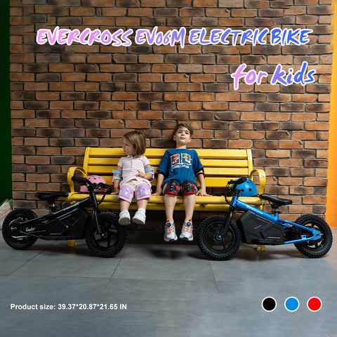 EVERCROSS EV06M Bici Elettrica per Bambini 24V 100W con Pneumatico Inflat da 12 "e Sedile Regolabile, Moto Elettrica per Bambini Età 3 +
