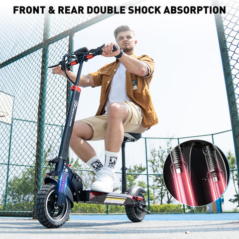EVERCROSS H9 elektrische scooter (H5 opgewaardeerd model) met 800W motor, tot 28MPH massieve banden, opvouwbare gemotoriseerde scooter offroad met stoel en verstelbare hoogte voor volwassenen