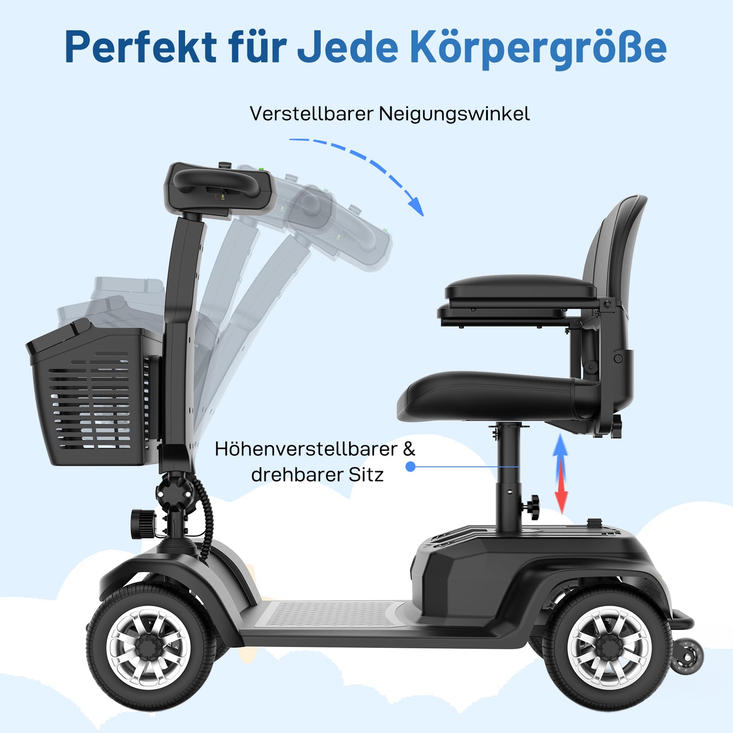 EVERCROSS L6 Elektromobil – faltbar, 4-Rad, mit Korb