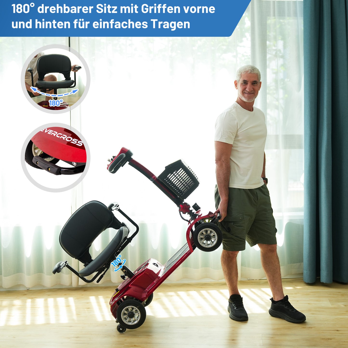 EVERCROSS L6 Elektromobil – faltbar, 4-Rad, mit Korb
