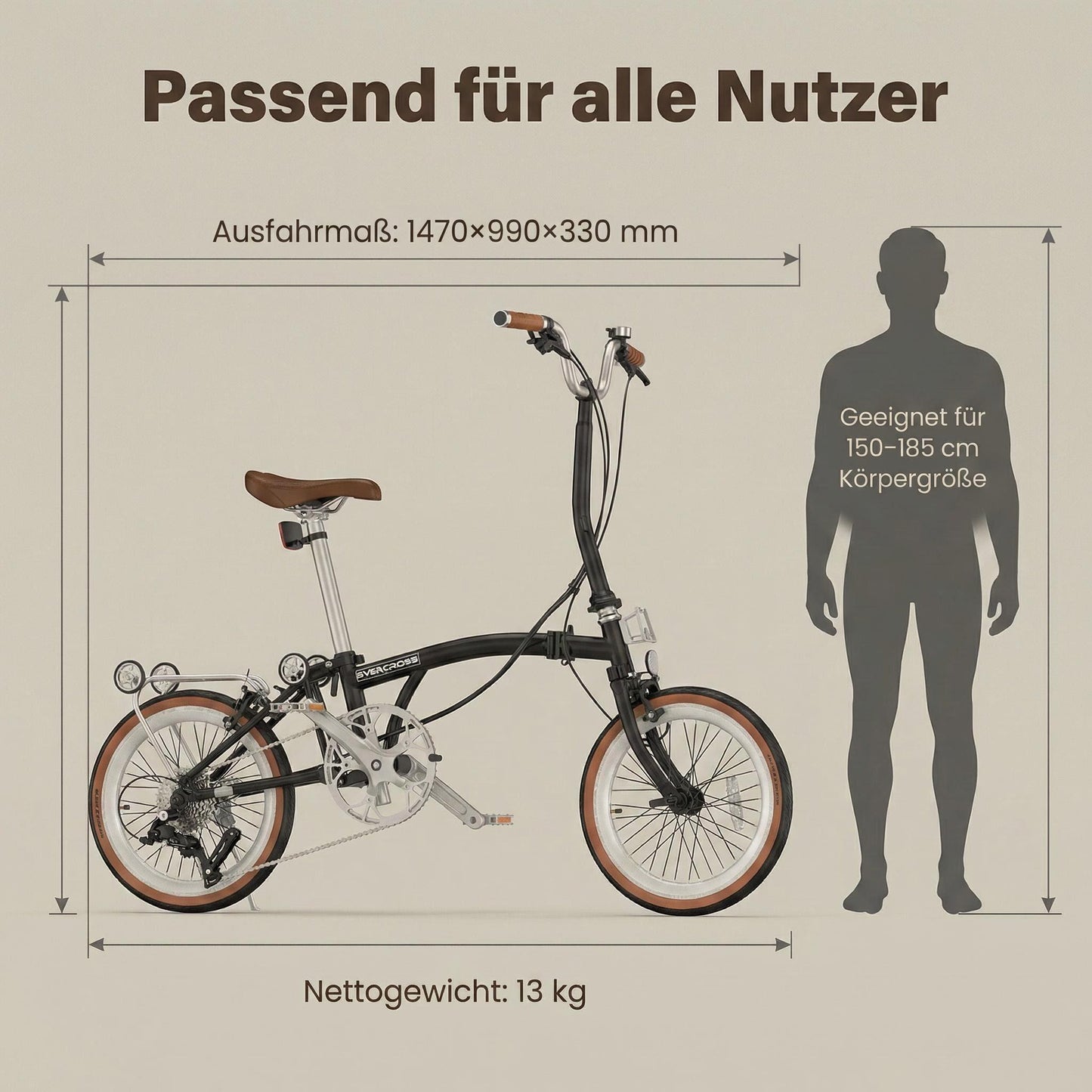 EVERCROSS EM6 16-Zoll-Klapprad