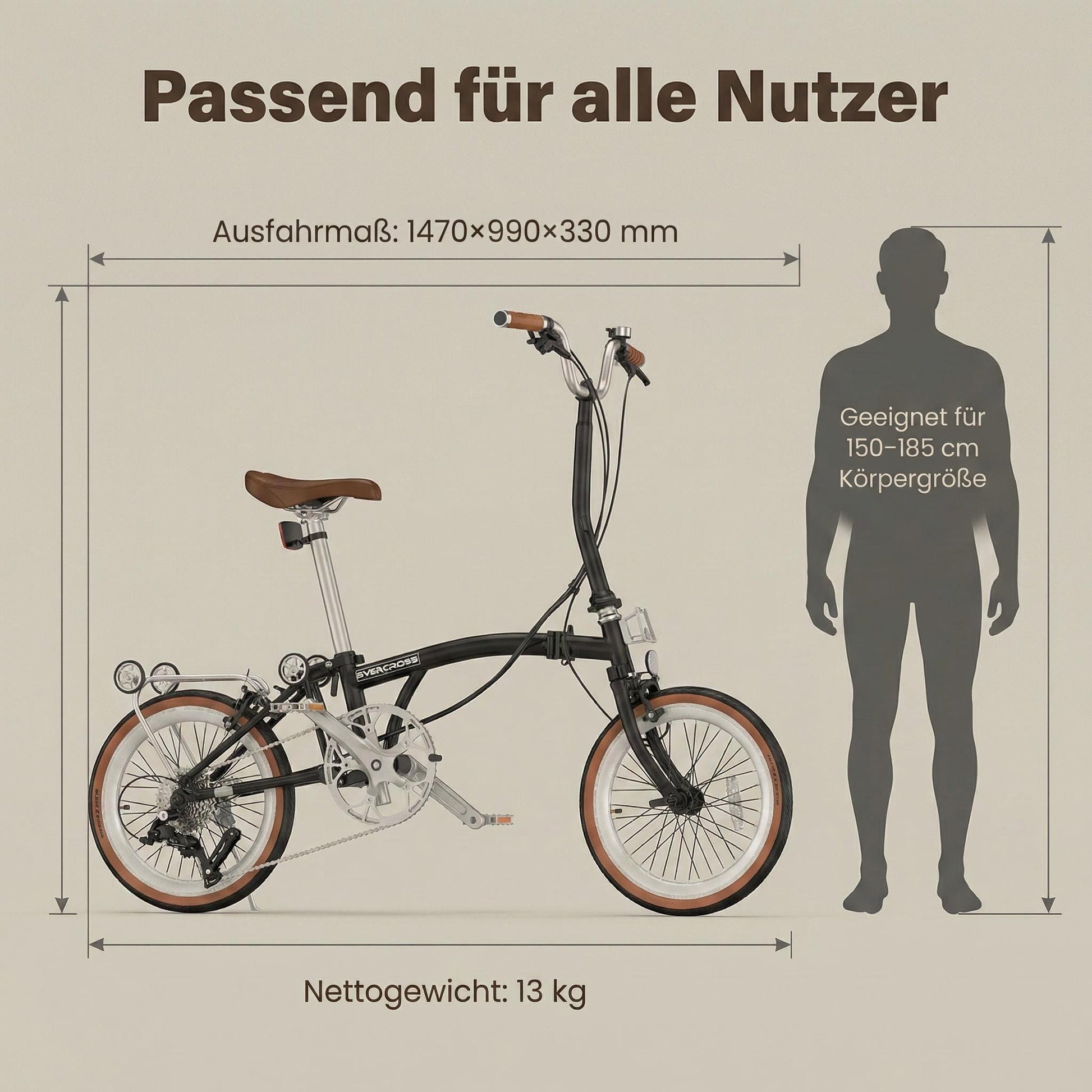 EVERCROSS EM6 16-Zoll-Klapprad