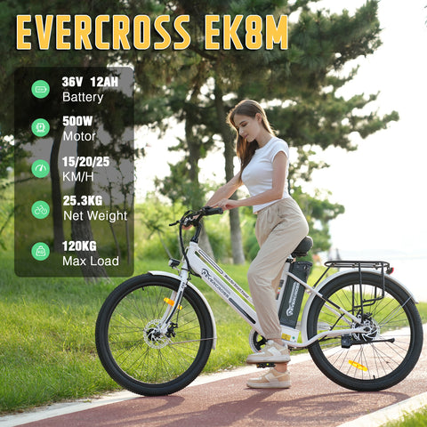 EVERCROSS EK8M Adult Electric Bike, Fat Tire Electric Bike, 26inch Pedal-Assist Electric Bike