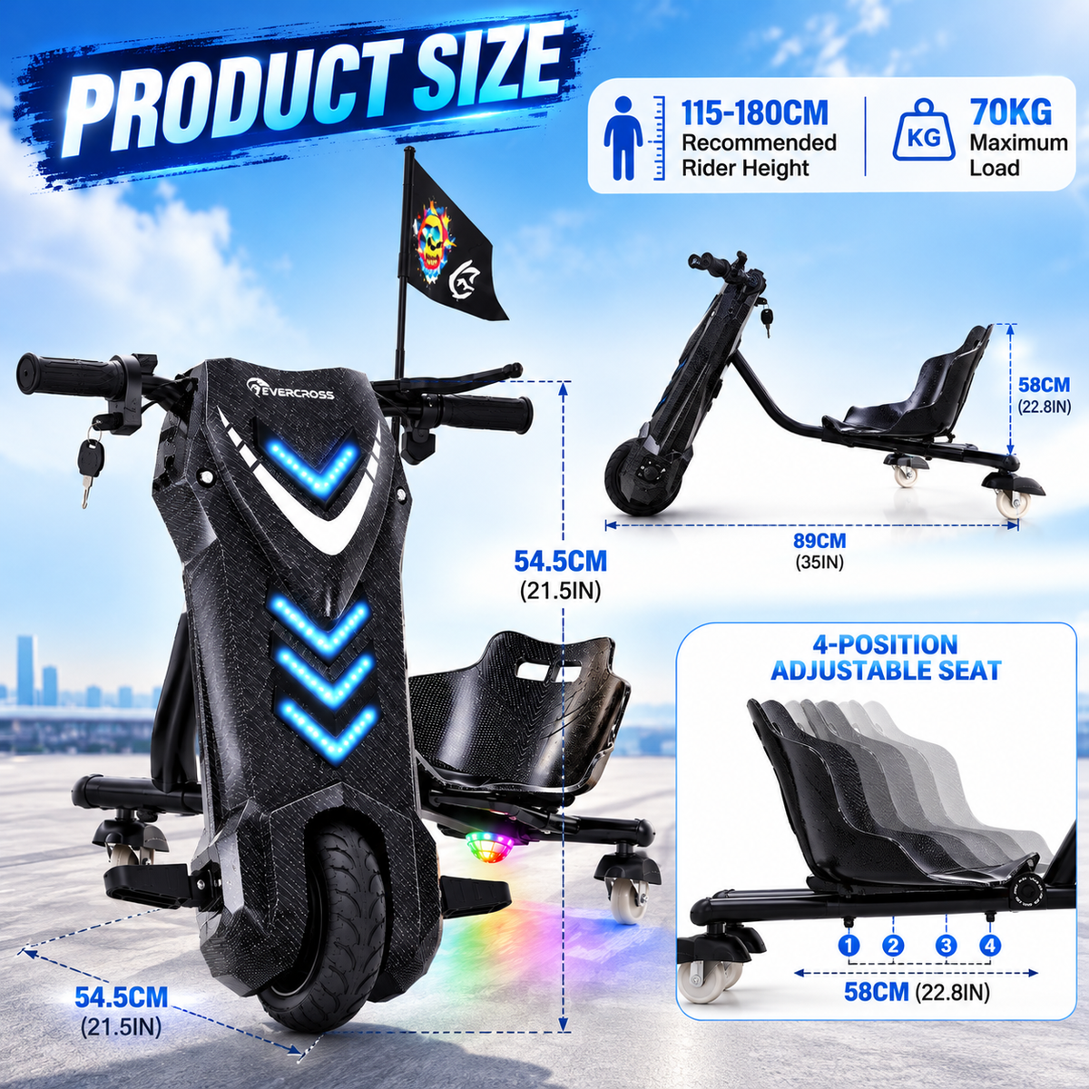 EVERCROSS EV8 Peak Electric Drift Kart for Kids