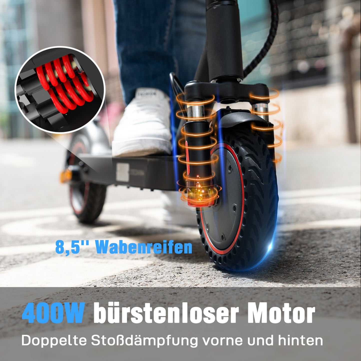 EVERCROSS EV85F Faltbarer E-Scooter avec Straßenzulassung (ABE), moteur 400W