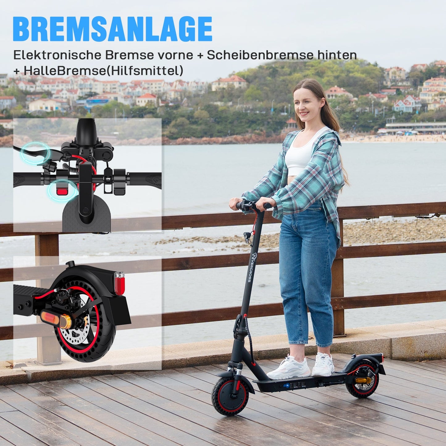 EVERCROSS EV85F Faltbarer E-Scooter mit Straßenzulassung (ABE), 400W motor