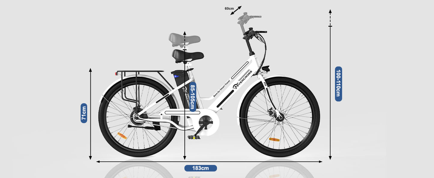 EVERCROSS EK 8S elektrische fiets voor volwassenen, 26 ''Pedal-Assist elektrische fiets