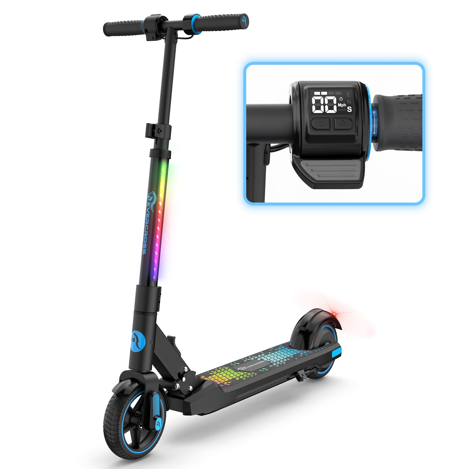 Patinete eléctrico para niños de 6 a 12 años, Scooter plegable con pantalla  LED ligera, velocidad y altura ajustables, el mejor regalo para niños