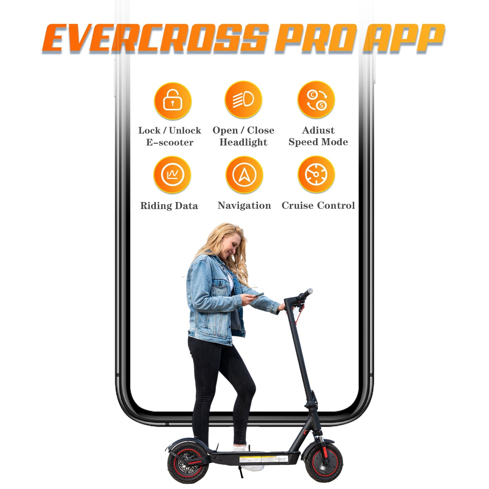 EVERCROSS EV10K PRO Electric Scooter, 10'' Tires & 500W Moto